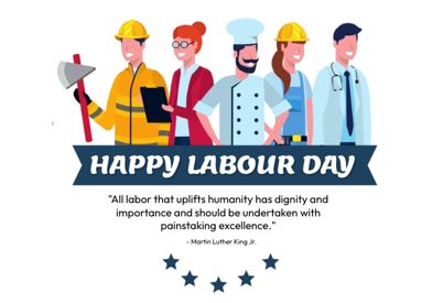 Happy Labour Day, diverse professional workers illustration.
