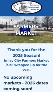 Imlay City Farmers Market 2025 season ending.