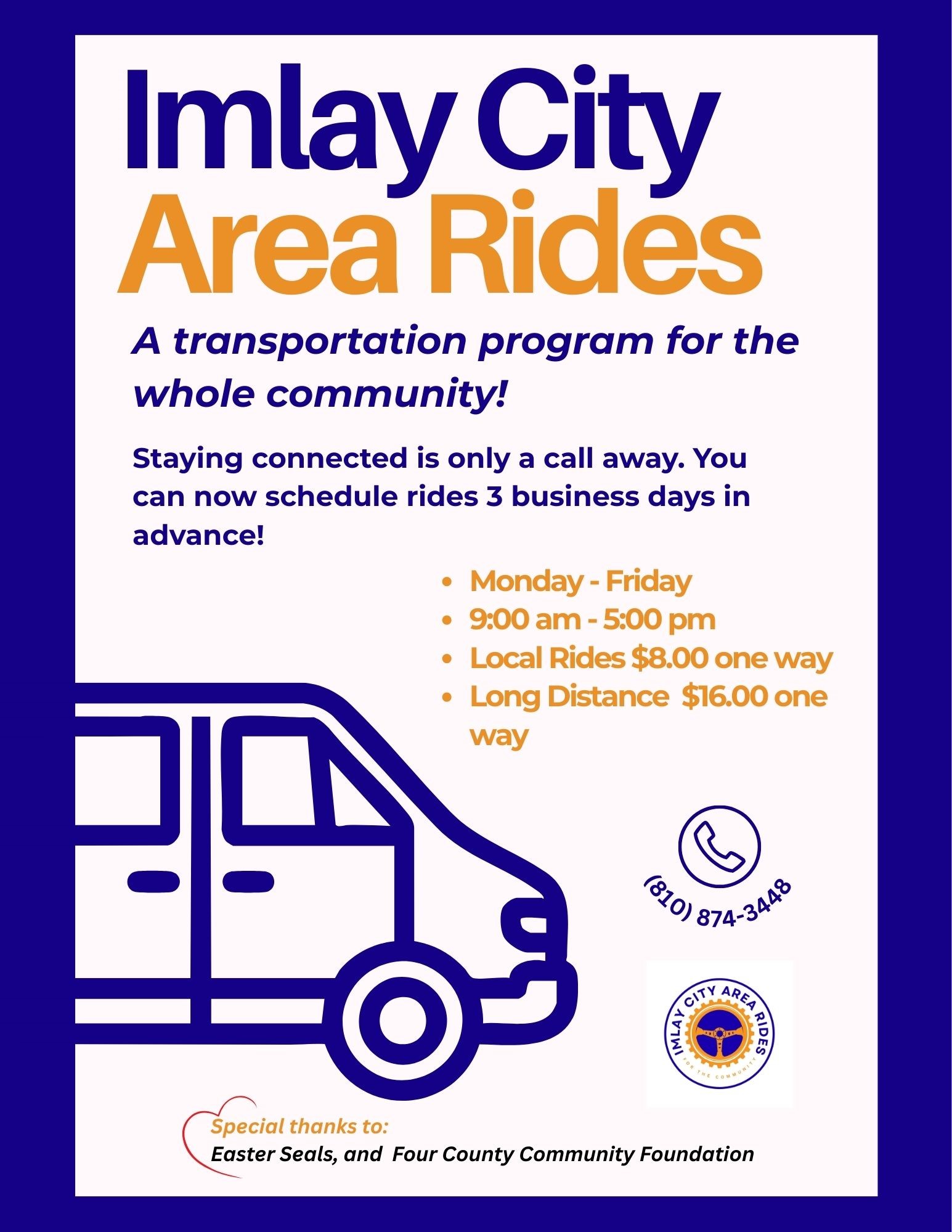 Imlay City transportation service schedule and contact details.